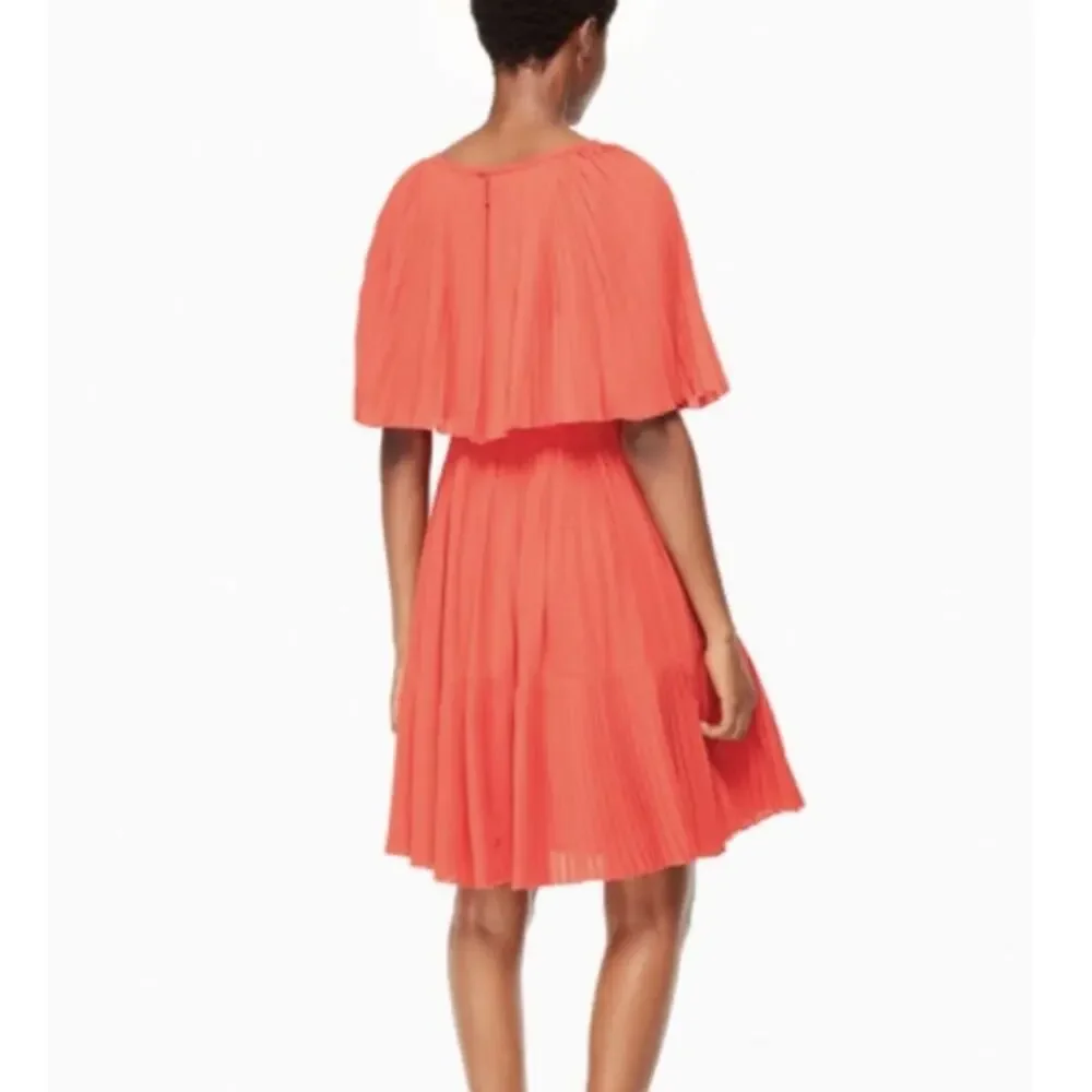 Kate Spade Pleated Plisse Cape Overlay Mini Dress Women’s Size 0 Red
